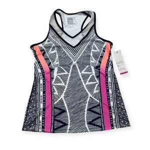 NEW Lucky In Love Tank Top Women's Medium Multicolor Tribal V-Neck Racerback